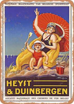 METAL SIGN - 1929 National Company of Belgian Railways Heyst Duinbergen