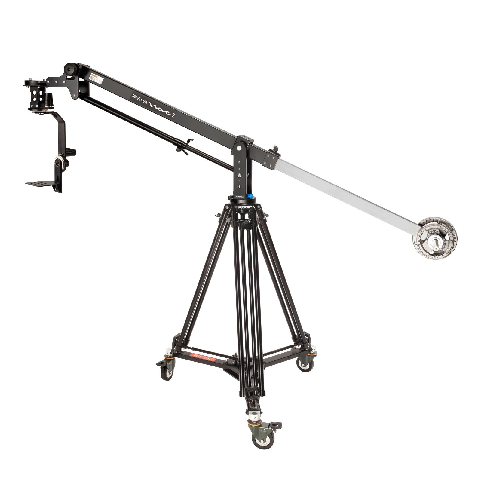PROAIM 7' Wave-2 Camera Jib with Tripod Stand, Portable Dolly & Pan/Tilt Head