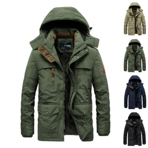 Veste d'hiver pour hommes Vestes d'extérieur chaude doublée imperméable Parka Army Coat