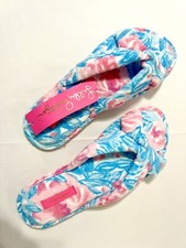 Lilly Pulitzer Bondi Blue My Little Peony Slippers Size 9/10 NWT