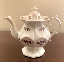 Antique Chelsea Grape British 1844 Ironstone White Copper Luster Tea Pot 9 3/8"T