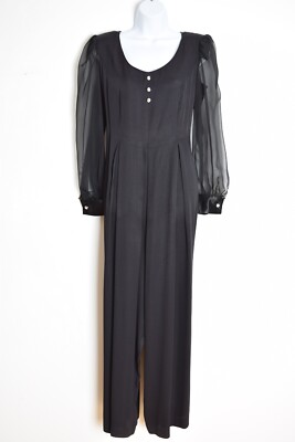 vintage 90s jumpsuit black wide leg babydoll romper playsuit outfit pantsuit M | eBay vintage 90s jumpsuit black wide leg babydoll romper playsuit outfit pantsuit M | eBay