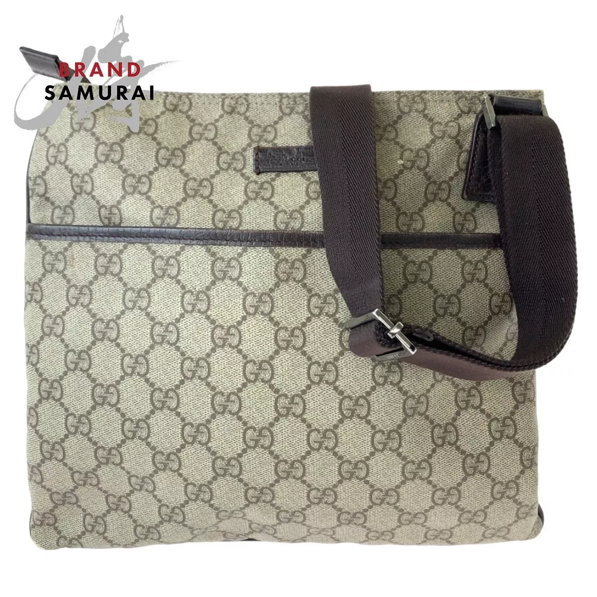 Gucci GG Supreme Sac à Bandoulière 141626 Beige Marron Toile Zip Homme