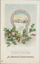 A Joyous Christmas Winter Scene Holly Cabin Posted Divided Back Vintage Postcard