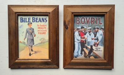 2 x Vintage Retro Galle Bovril Lebensmittel Werbetafel Bilder Holzrahmen
