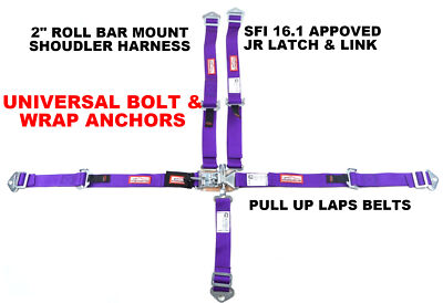 RACER DIRECT Q/M RACE HARNESS SFI 16.1 5 POINT LATCH & LINK SEAT BELT PURPLE