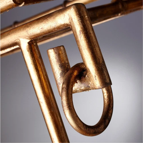 Gold Iron Bamboo Tray Table Mirrored 3 Tier Bar Chinese Chippendale Cyan Design  - Picture 4 of 6