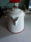 VTG WHITE RED TRIM CAMPFIRE ENAMEL WARE COWBOY COFFEE BOILER POT — photo 7