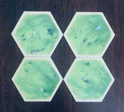 Catan Pasture Terrain Hex Tiles x4 Official Extra/Replacement Game Pieces