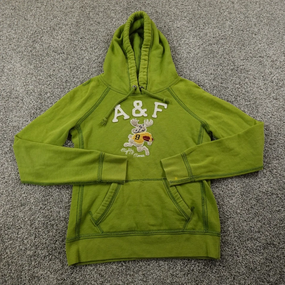 Винтажный Abercrombie Fitch толстовка с капюшоном женщин M зеленый лось аппликация толстовка гранж Y2K - Изображение 2 из 4