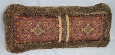 Fringed Accent Pillow made w Ralph Lauren Equestrian Paisley Cotton Fabric 19x7