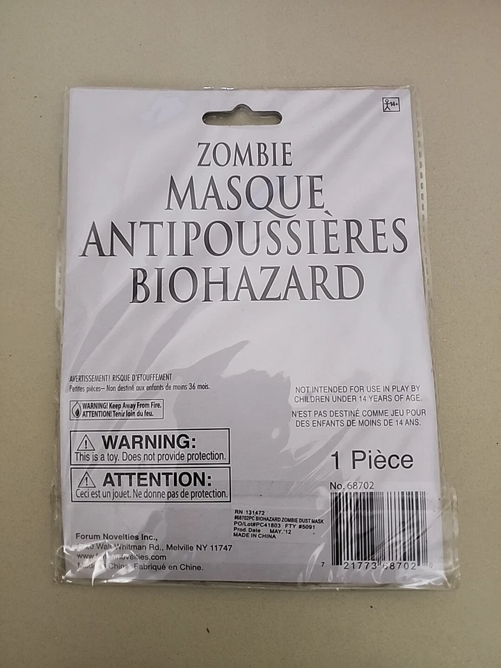 Máscara antipolvo Zombie Biohazard 1 pieza verde naranja Foto 3 de 3