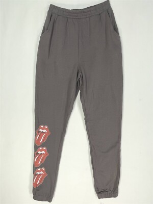 The Rolling Stones Graphic Jogger Pants Women X-Small Fleece Dark Gray 