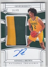 2022 Kendall Brown National Treasures Collegiate ROOKIE AUTO PATCH /49 - Baylor