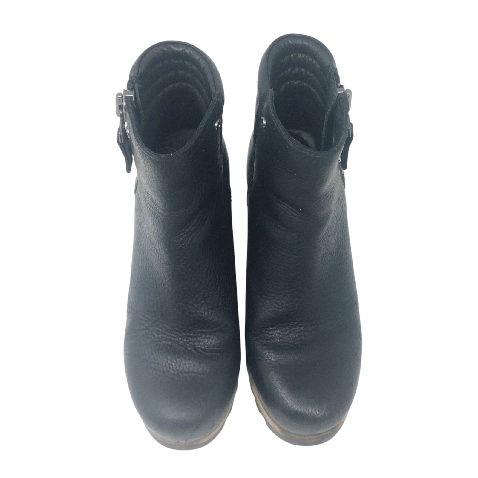 SAOLA Stivaletto Sorel Danica in pelle con zip laterale suola a strappo tacco a blocco nero da donna taglia 6