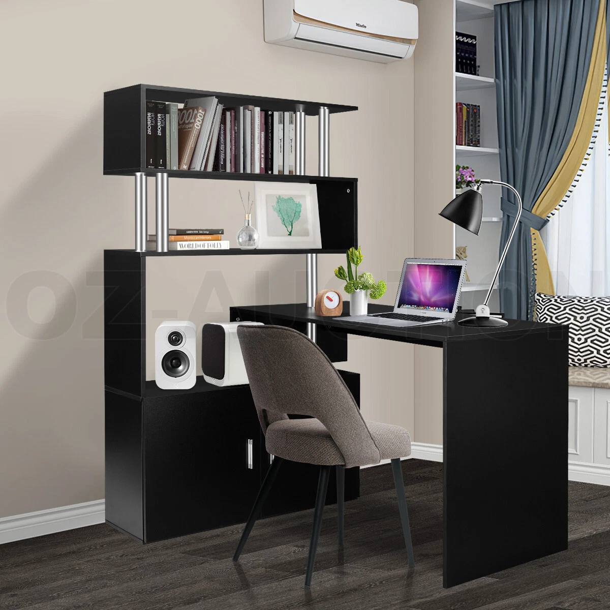 Corner desk bookshelf deals