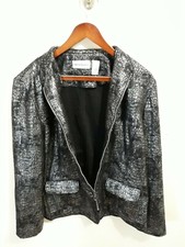 Women's Alfred Dunner Black Wool Button Jacket Size 14 Very Good Condition