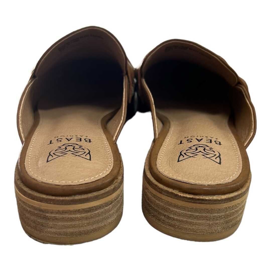 Beast Women's Jordan Tan Leather Knotted Twist Mules Shoes Sz7 thumbnail 5