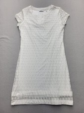 Issac Mizrahi Women's Dress Small White A Line Mini Short Sleeve Lace Casual