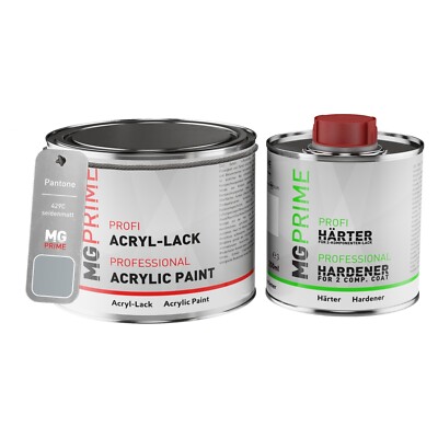 Pantone 429C Grey Acryl Lack seidenmatt 0,75 Liter 750 ml Dose inkl. Härter