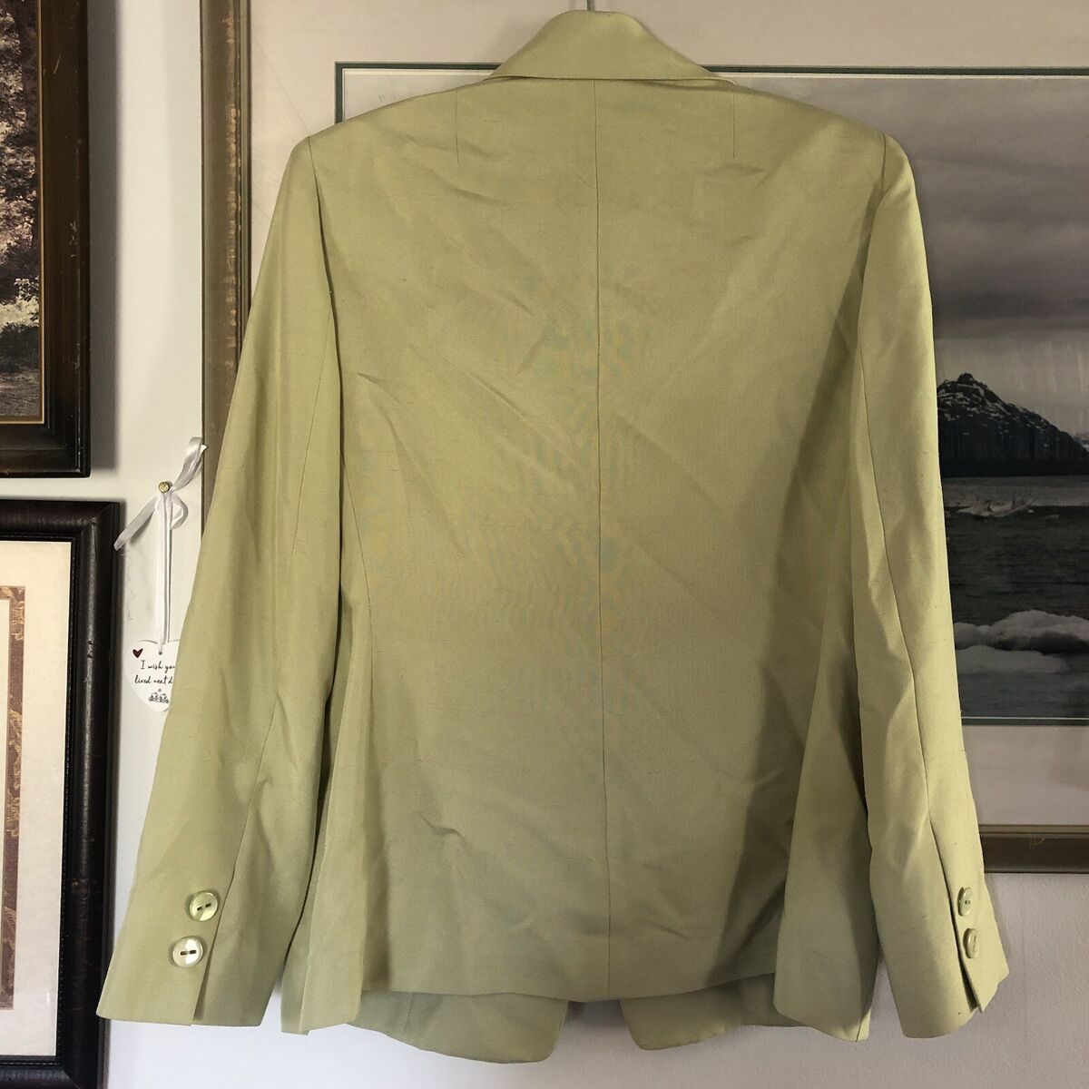 Carlisle Silk Two Button Blazer Jacket Green Women's Sz 12 Carlisle Silk Two Button Blazer Jacket Green Women's Sz 12