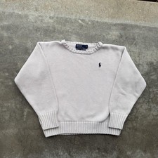 Polo Ralph Lauren Sweater Boys 6 Beige Cotton Crewneck Knit Pony Logo Pullover