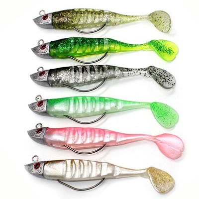 5PCS 5'' Pre-Rigged Paddle Tail Swimbait Jig Head Weedless Fishing Lure