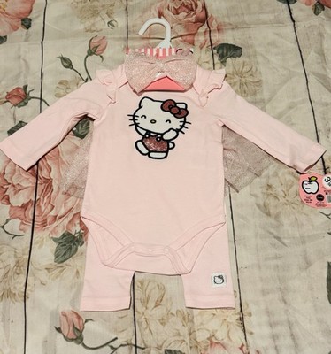 Hel Kitty Baby Girl 3 Piece Set Pink with Bow & Tutu 3 Months New with Tags 