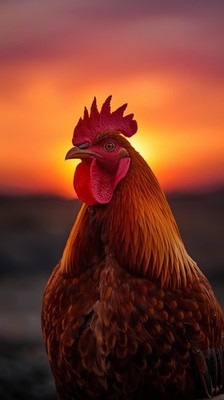 Glowing Rooster Sunset Aesthetic Wallpaper