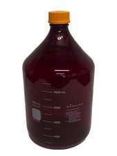 Used PYREX Glass 5L Low Actinic HPLC Round Media Storage Bottle GL-45 51395-5L