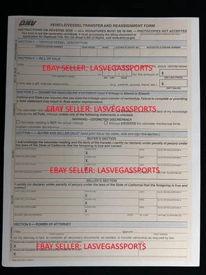 (50) California Bill Of Sale DMV REG 262 Vehicle Transfer Reassignment LOT OF 50