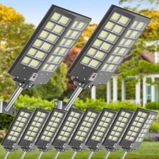 10X 10000W Commercial LED Solar Street Light Dusk To Dawn Motion Sensor Lights