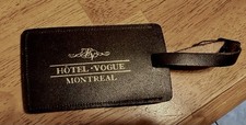 Vogue Hotel Montreal Black Leather Luggage Tag NEW