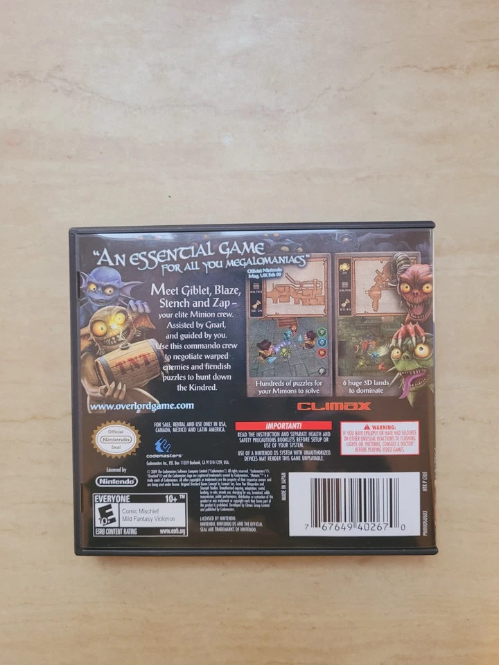 Overlord Minions Nintendo DS Completo CIB  Foto 3 de 4