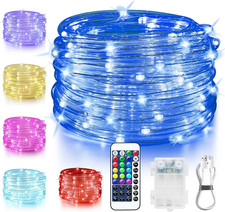 Rope Lights Battery Operated Outdoor Lights, 33FT 100 LED 16 Color Changing Outd