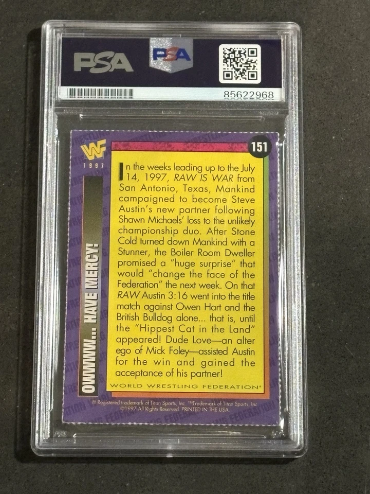 “STONE COLD” STEVE AUSTIN & DUDE LOVE 1998 WWF MAGAZINE SIGNED CARD PSA/DNA - Image 2 of 2