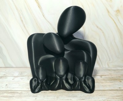Skulptur Vater Mutter 3 Kinder modern Schwarz trost Trauer Andenken