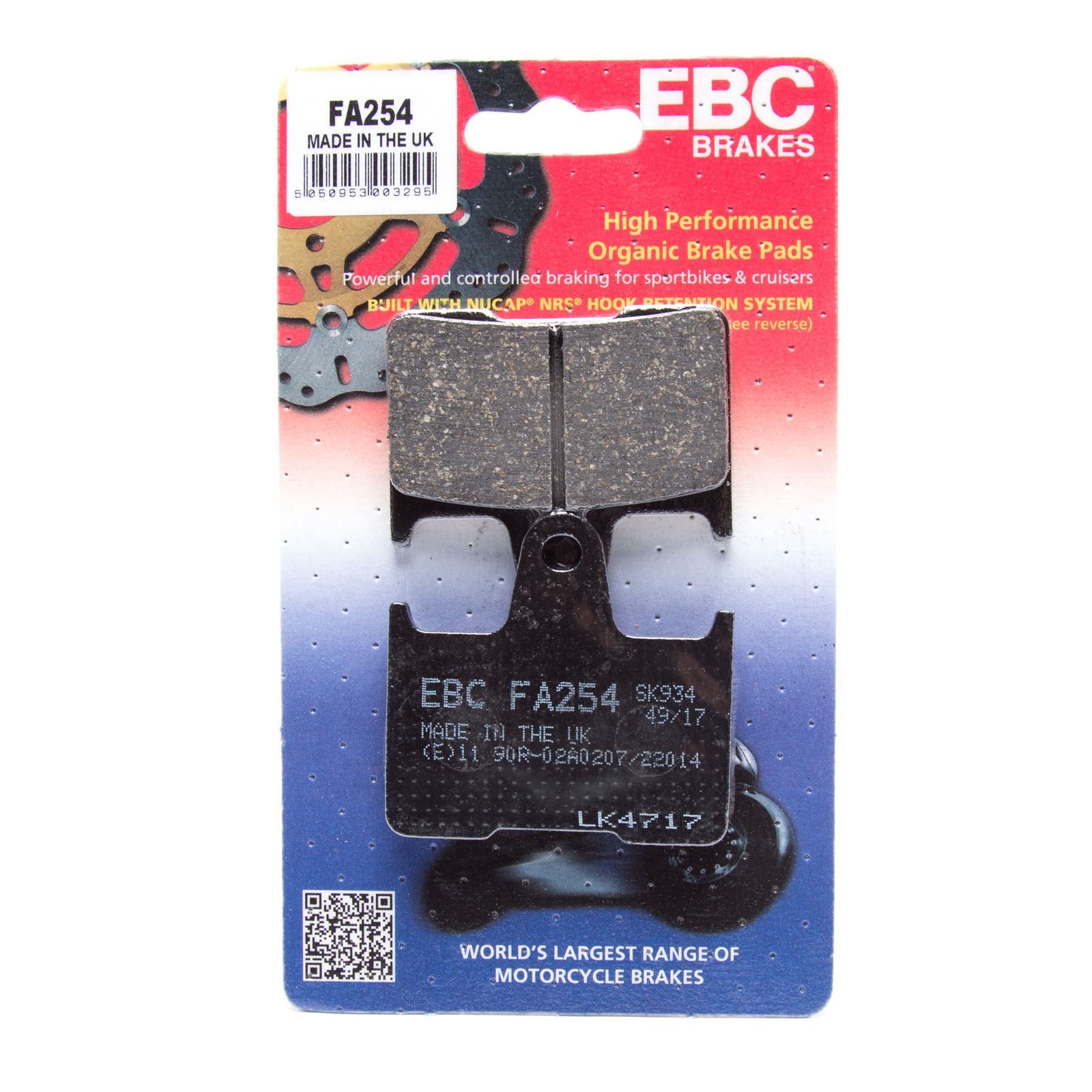 SUZUKI GSXR 1000 K1|K2|K3|K4|K5|K6 2001-2006 EBC FA254 Organic Brake Pads Rear