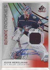 2019 SP Game Used Authentic Rookies Red Jersey Elvis Merzlikins #181 Auto 01g1