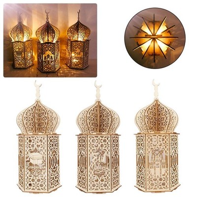 Eid Mubarak Ramadan Wooden LED Night Light Ornaments Muslim Festival Decor JQ