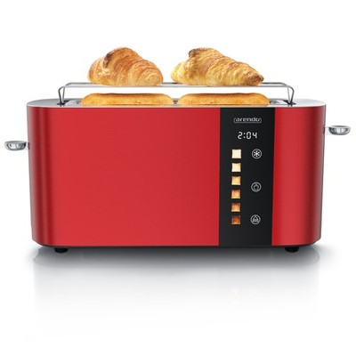 Arendo 2-Scheiben-Langschlitz-Toaster 1000W, Display, Toast Icons, rot