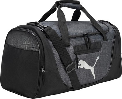 PUMA Candidate Black Sports Duffle Bag Adjustable Shoulder Strap Black Grey Cat