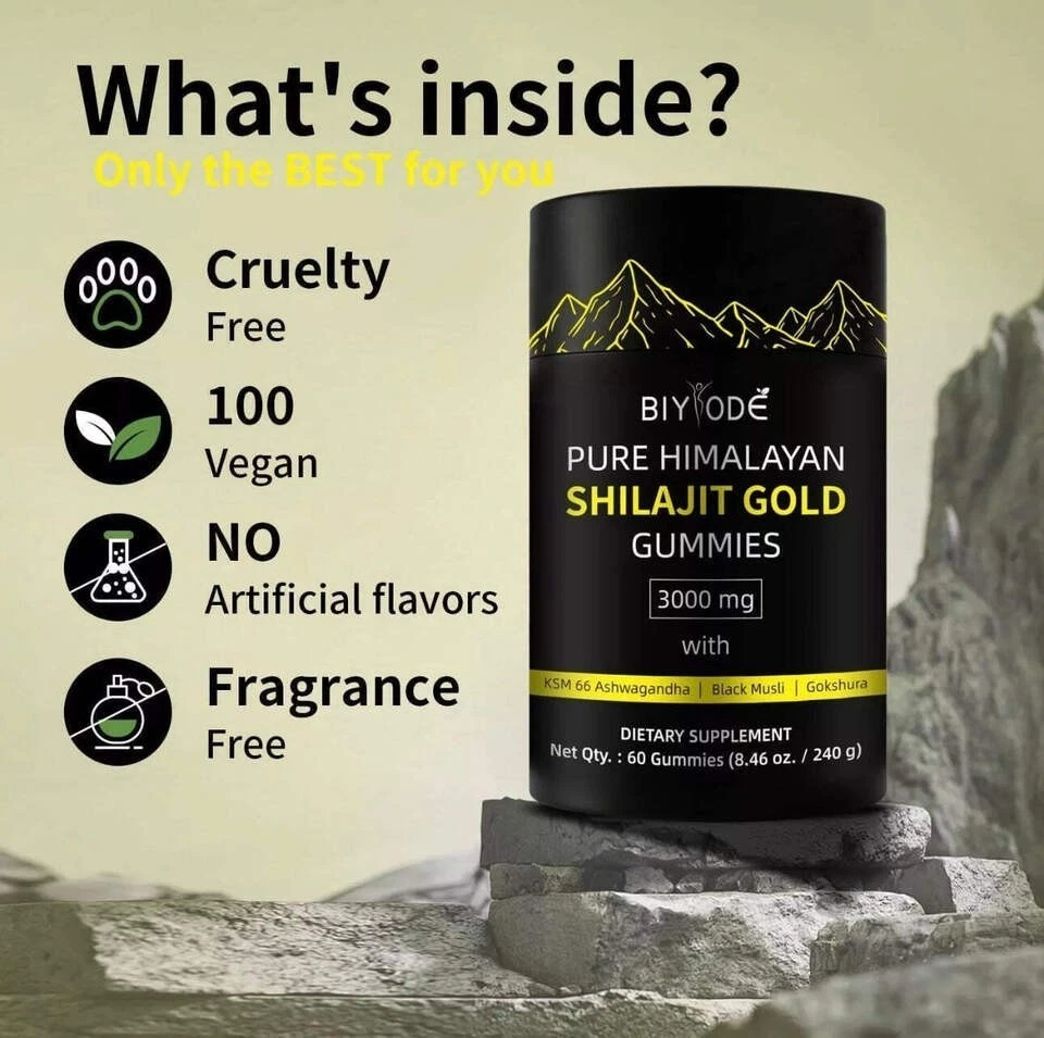 1~5x Himalayan Shilajit GOLD 60 Gummies,Organic Potent Fulvic Acid 3000mg MEN - Image 4 of 4