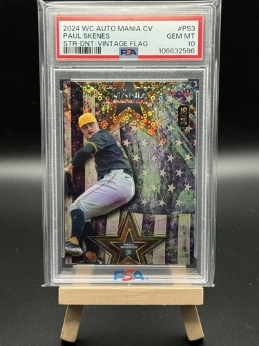 2024 Wild Card Auto Mania CV Paul Skenes #PS3 34/35 PSA 10 STR-DNT VINTAGE FLAG!