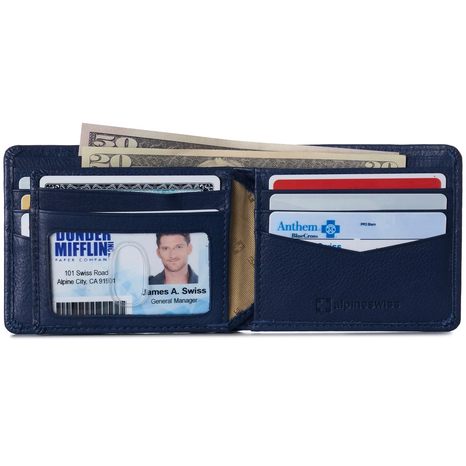Alpine Swiss Wallet for Men Nolan Commuter Bifold Dual ID Windows for License - Image 3 of 4