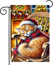Cute Kitten Garden Flag Double Sided Christmas Garden Flag 12X18 Cat Holiday Win