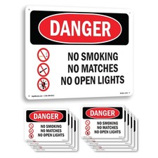 No Smoking No Matches No Open Lights OSHA Danger Sign Or Decal - 5 or 10 Pack