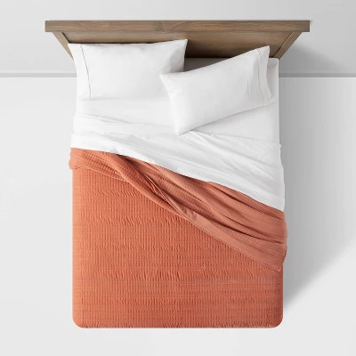 Threshold Velvet Quilt Solid Quilted Lightweight, Terracotta/Bronze, King - Picture 2 of 3
