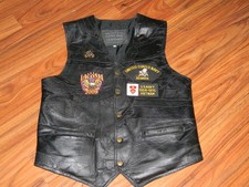 Vintage Men's Leather Motorcycle Vest Navarre Leather Co. Sz M Viet-Nam Vet 