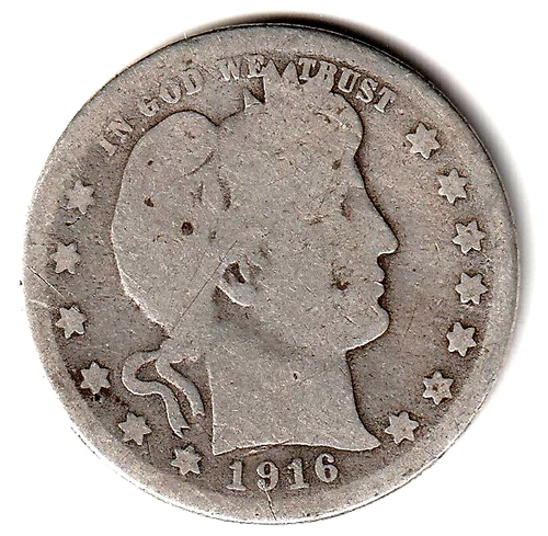1916 D  Barber Quarter
